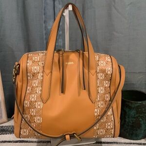 Fossil Sidny satchel Tan logo Crossbody/handbag